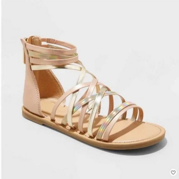 Girls' Dion Metallic Gladiator Sandals - Cat & Jack™ Rose Gold - Picture 1 of 5